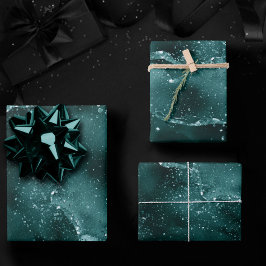 ムーディアゲート |ティール(緑がかった色)グリーンマラカイトリッチ宝石トーン ラッピングペーパーシート