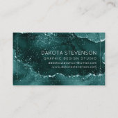 ムーディアゲート |ティール（緑がかった色）グリーンマラカイトリッチ宝石トーン 名刺 (裏面)