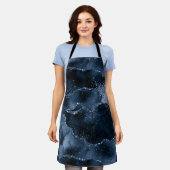 ムーディアゲート |ネイビーデニムスチールブルーフェイクグリッター エプロン (着用した状態)