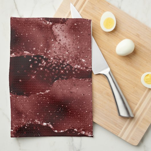 ムーディアゲート |ヘナ血赤ガーネット宝石トーン キッチンタオル (四つ折り)