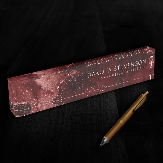 ムーディアゲート |ヘナ血赤ガーネット宝石トーン デスクネームプレート