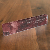 ムーディアゲート |ヘナ血赤ガーネット宝石トーン デスクネームプレート (側面)