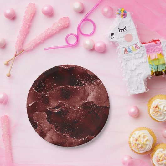 ムーディアゲート |ヘナ血赤ガーネット宝石トーン ペーパープレート (パーティー)