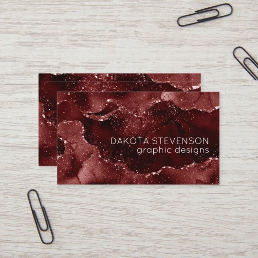 ムーディアゲート |ヘナ血赤ガーネット宝石トーン 名刺 (正面/裏面インサイチュ)