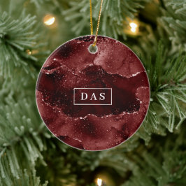 ムーディアゲート |ヘンナ血赤ガーネットモノグラム セラミックオーナメント