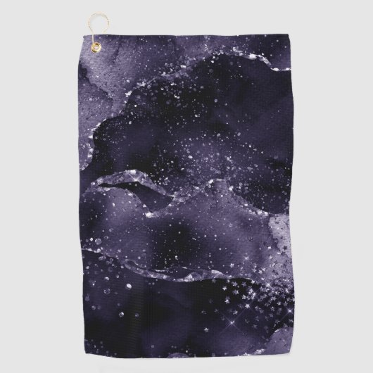 ムーディアゲート |ミッドナイトインディゴ深いパープルグラム ゴルフタオル (正面)