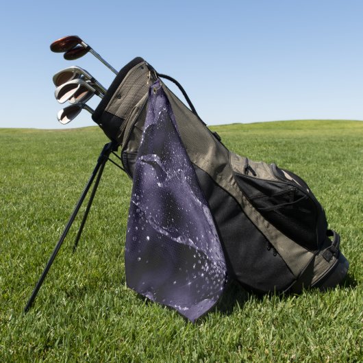 ムーディアゲート |ミッドナイトインディゴ深いパープルグラム ゴルフタオル (グリーン)