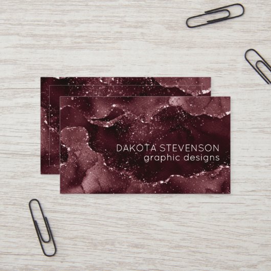 ムーディアゲート |ワインボルドーSangria Merlot Maroon 名刺 (正面/裏面インサイチュ)