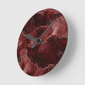 ムーディアゲート | Henna Garnet血の赤い宝石トーン ラウンド壁時計 (傾斜)