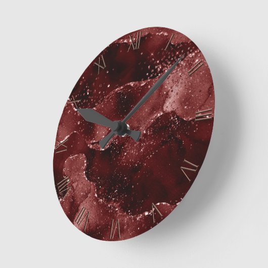 ムーディアゲート | Henna Garnet血の赤い宝石トーン ラウンド壁時計 (傾斜)