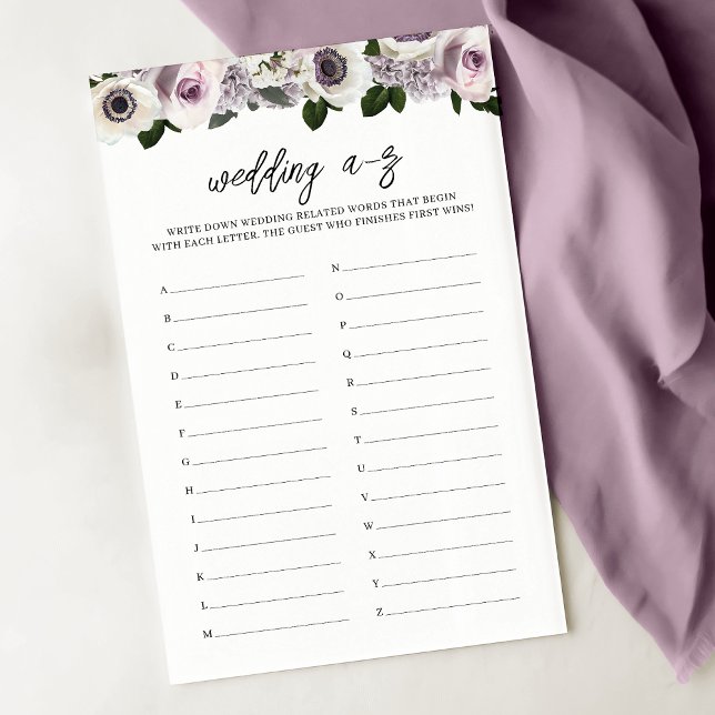 ムーディアネモネパープルフローラブライダルシャワーA-Zゲーム (クリエイターアップロード済み)