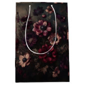 ムーディアネモン開花ヴィンテージ植物学フローラ芸術 ミディアムペーパーバッグ (正面)