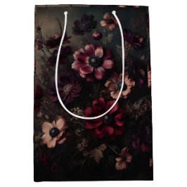 ムーディアネモン開花ヴィンテージ植物学フローラ芸術 ミディアムペーパーバッグ