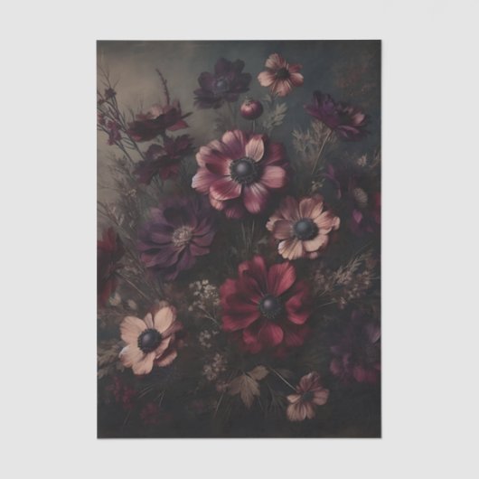 ムーディアネモン開花ヴィンテージ植物学フローラ芸術 薄葉紙 (正面)