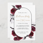 ムーディアーチフローラブルガンディブラックハローウィンパーティ 招待状 (正面/裏面)