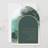 ムーディインクエメラルド金ゴールドブライダルシャワーアーチID988 招待状 (正面)