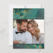 ムーディインクエメラルド金ゴールド抽象芸術ありがとうID988 サンキューカード (正面)