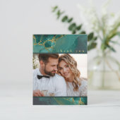 ムーディインクエメラルド金ゴールド抽象芸術ありがとうID988 サンキューカード (スタンド正面)