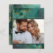 ムーディインクエメラルド金ゴールド抽象芸術ありがとうID988 サンキューカード (正面/裏面)