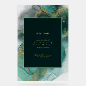 ムーディインクエメラルド金ゴールド抽象芸術ようこそID988 アクリルサイン (正面)