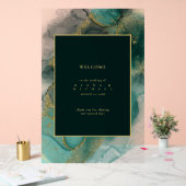 ムーディインクエメラルド金ゴールド抽象芸術ようこそID988 アクリルサイン (ウェディング)