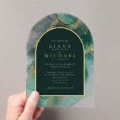 ムーディインクエメラルド金ゴールド抽象芸術アーチID988 アクリル招待状 (インサイチュ (ポータブル))