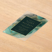 ムーディインクエメラルド金ゴールド抽象芸術ID988 アクリル招待状 (レイダウン)