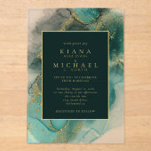 ムーディインクエメラルド金ゴールド抽象芸術ID988 アクリル招待状 (正面)