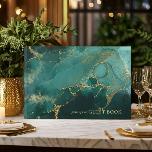 ムーディインクエメラルド金ゴールド抽象芸術ID988 ゲストブック