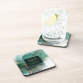 ムーディインクエメラルド金ゴールド抽象芸術ID988 コースター (右側)