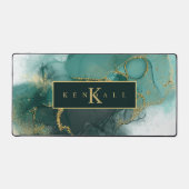 ムーディインクエメラルド金ゴールド抽象芸術ID988 デスクマット (正面)