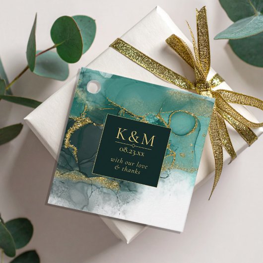 ムーディインクエメラルド金ゴールド抽象芸術ID988 フェイバータグ