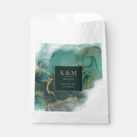 ムーディインクエメラルド金ゴールド抽象芸術ID988 フェイバーバッグ (正面)