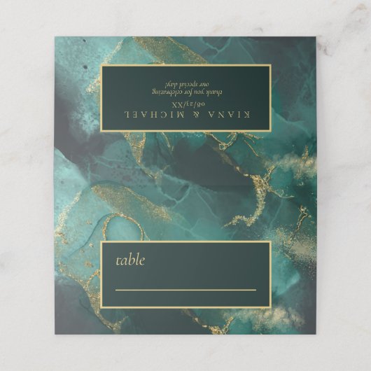 ムーディインクエメラルド金ゴールド抽象芸術ID988 プレイスカード (外部開封)