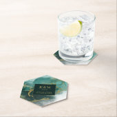 ムーディインクエメラルド金ゴールド抽象芸術ID988 ペーパーコースター (インサイチュ)