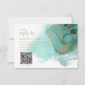 ムーディインクエメラルド金ゴールド抽象芸術ID988 出欠カード (裏面)