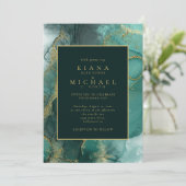 ムーディインクエメラルド金ゴールド抽象芸術ID988 招待状 (スタンド正面)