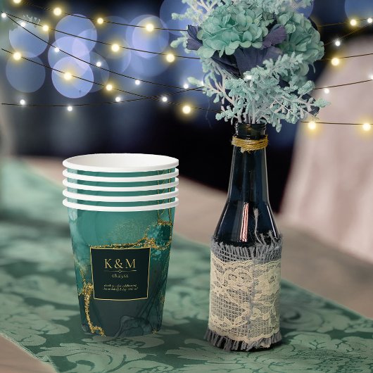 ムーディインクエメラルド金ゴールド抽象芸術ID988 紙コップ