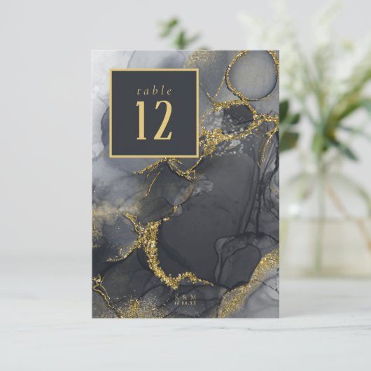 ムーディインク木炭金ゴールドテーブル番号ID988 招待状 (スタンド正面)