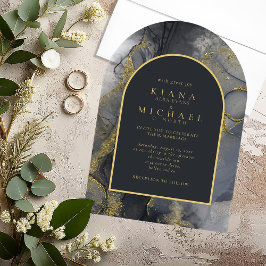 ムーディインク木炭金ゴールド抽象芸術アーチID988 アクリル招待状