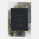 ムーディインク木炭金ゴールド抽象芸術ウェルカムID988 アクリルサイン (正面)