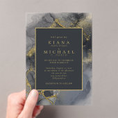 ムーディインク炭金ゴールド抽象芸術ID988 アクリル招待状 (インサイチュ (ポータブル))