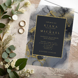 ムーディインク炭金ゴールド抽象芸術ID988 アクリル招待状