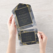 ムーディインク炭金ゴールド抽象芸術ID988 オールインワン招待状 (貼ってはがせる)