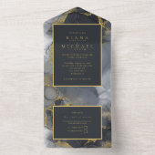 ムーディインク炭金ゴールド抽象芸術ID988 オールインワン招待状 (内側)