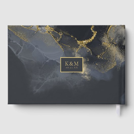 ムーディインク炭金ゴールド抽象芸術ID988 ゲストブック (裏面)