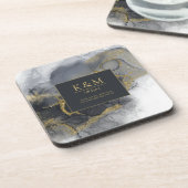 ムーディインク炭金ゴールド抽象芸術ID988 コースター (左側)