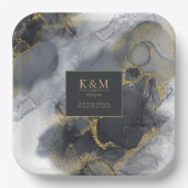 ムーディインク炭金ゴールド抽象芸術ID988 ペーパープレート (正面)