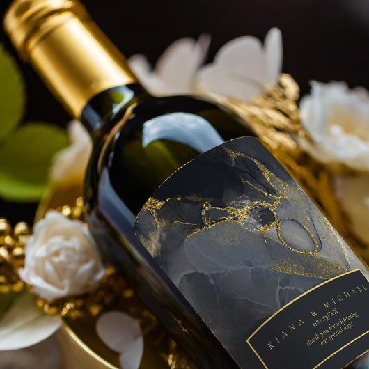 ムーディインク炭金ゴールド抽象芸術ID988 ワインラベル