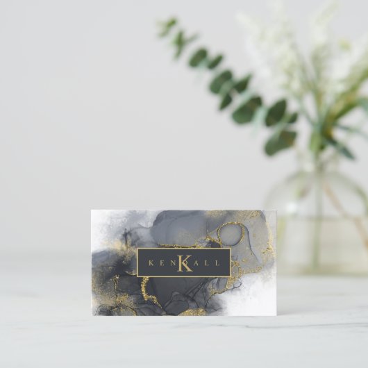 ムーディインク炭金ゴールド抽象芸術ID988 名刺 (スタンド正面)